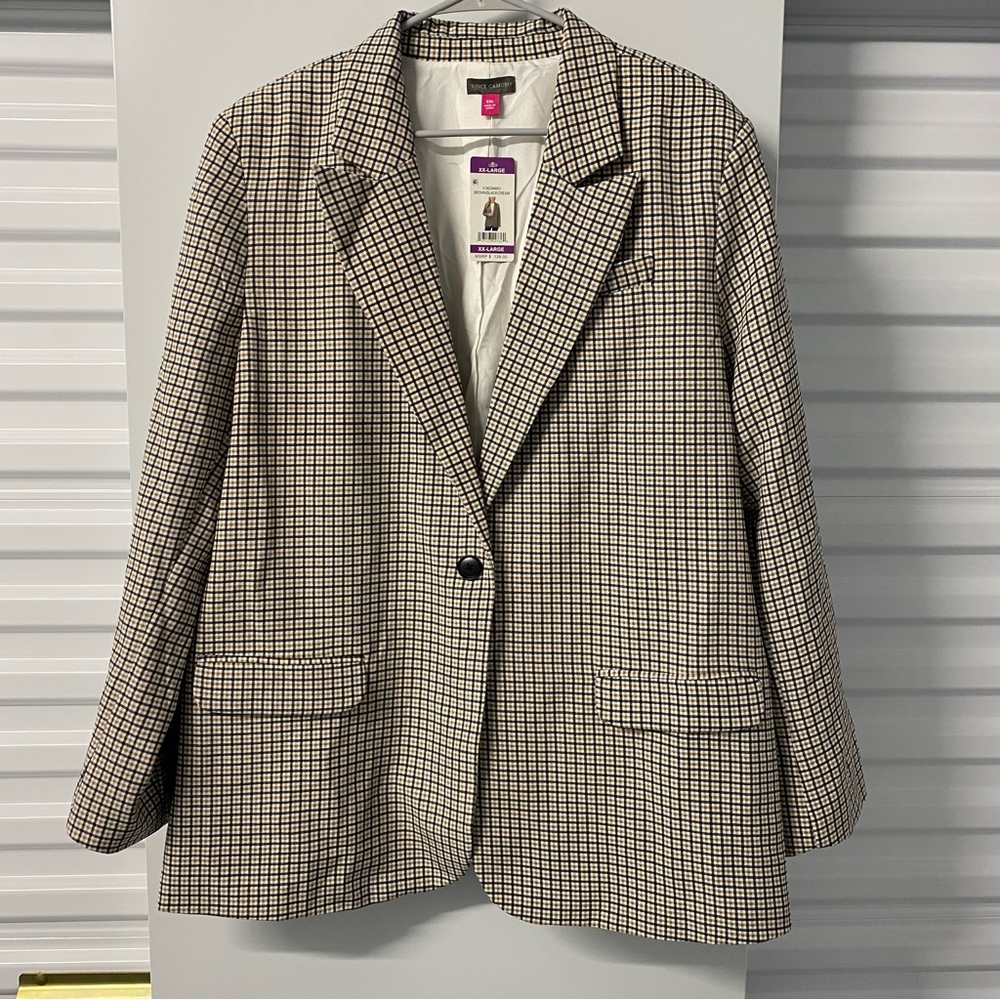 NWT Vince Camuto Fully Lined Plaid Blazer Size XXL
